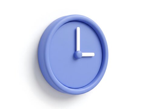 Simple blue minimalist wall clock showing three o'clock with minimalist countdown schedule