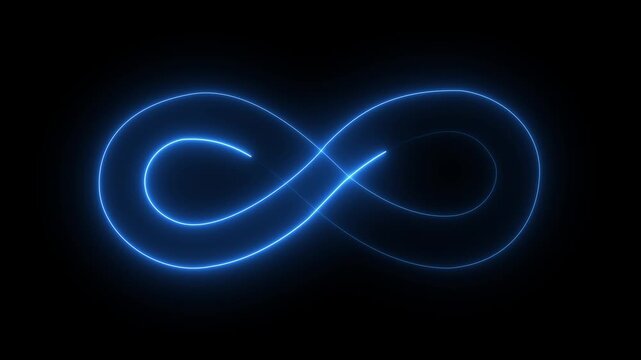 Neon infinity sign.4k render seamless loop animation on alpha transparent background.