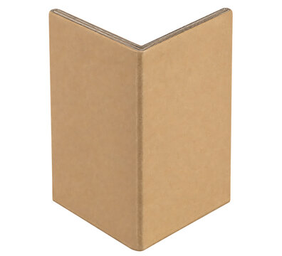 L shaped cardboard edge protector used for shipping and packaging isolated on a black background