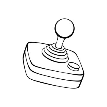 Retro video game joystick controller vector illustration isolated line art outline icon for gaming vintage arcade console graphic design