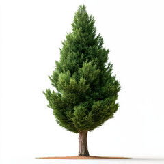 Obraz premium Cypress tree evergreen green foliage conifer isolated white background nature tall outdoor landscape. Cypress tree with dense green foliage stands