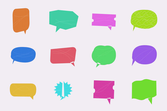 Set of colorful speech bubbles and thought balloons vector illustration