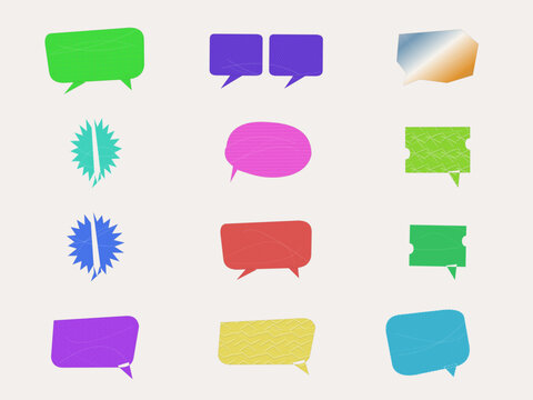 Set of colorful speech bubbles and thought balloons vector illustration
