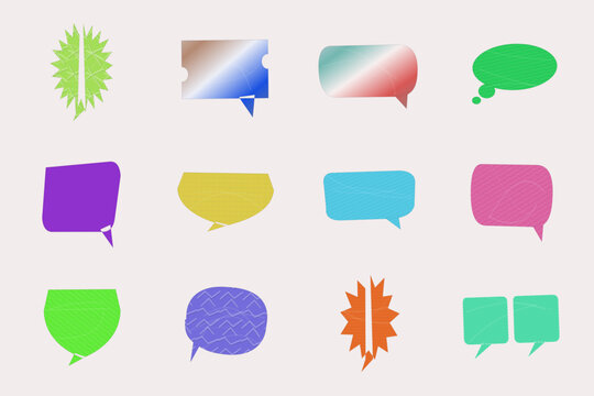 Set of colorful speech bubbles and communication icons