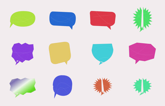 Set of colorful speech bubble vector illustrations