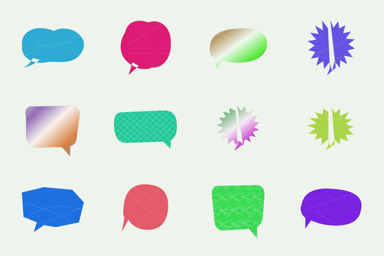 Set of colorful speech bubbles and thought balloons vector illustration