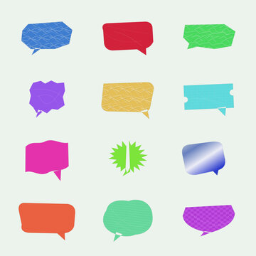 Set of Colorful Textured Speech Bubbles Vector Illustration
