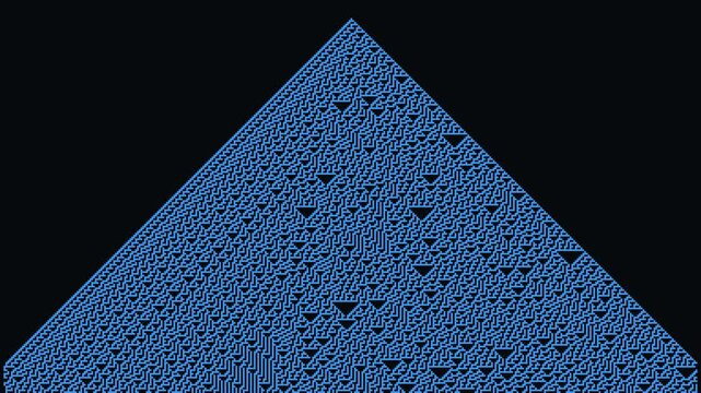 Blue elementary cellular automaton Rule 30 animation