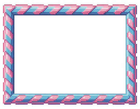 Pink and Blue Pixelated Border Transparent Background