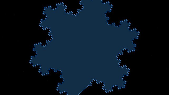 Blue Koch snowflake fractal growth animation