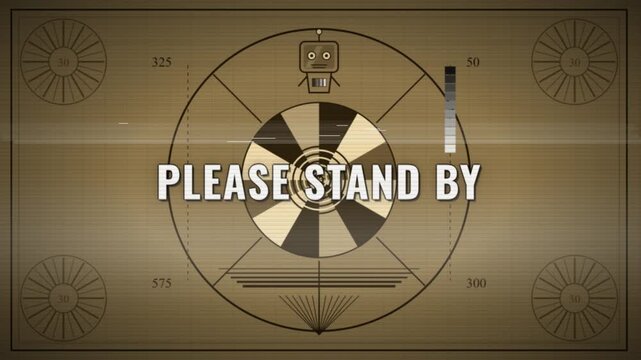 Amber Phosphor Test Card Focus Rack Retro CRT Please Stand By Broadcast Standby Loop 4K