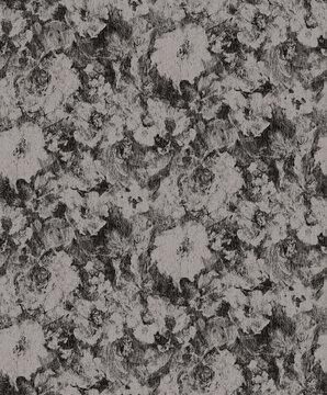 Seamless abstract background featuring a sophisticated botanical pattern with large floral silhouettes over a greige and black distressed texture