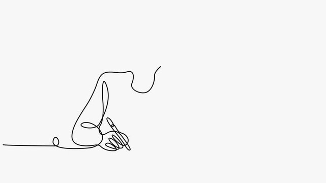 Minimalist Continuous Line Drawing of a Man Planning with a Lightbulb Head for Creative Ideas