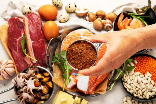 Composition with food products rich in zinc