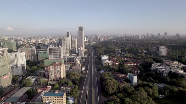 Wide shot of Nairobi city from Westlands, Kenya stock footage