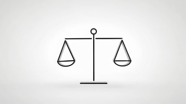 Balance Scale Icon Symbolizing Justice and Equilibrium in Minimalist Design for Legal or Business Presentations
