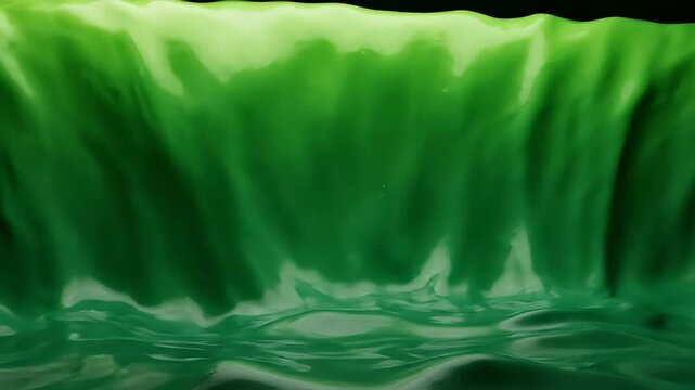 Abstract flowing green liquid cascading like a waterfall