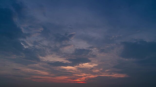 4k Aerial of Cloud with sunset sky background in Thailand,Cloudscape time lapse background Dark red purple sunset sky Nature background, sunset in the clouds. dramatic sky with clouds