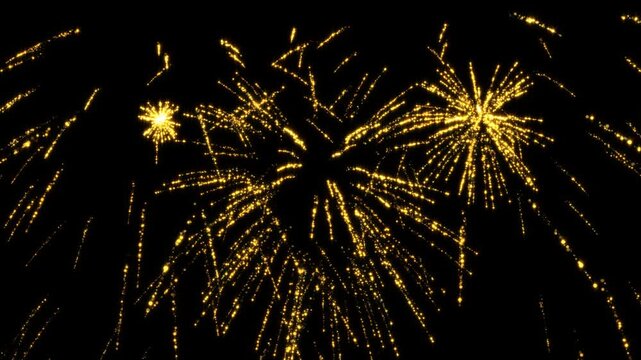 fireworks golden explosion new year celebration alpha channel animation,birthday and christmas shiny and glowing bursts on transparent background social media motion design element