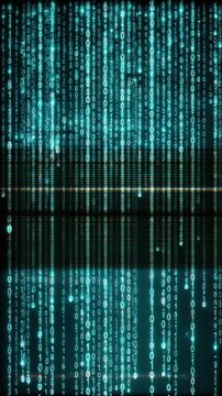 Vertical Binary Code Matrix Glitch Loop Generative AI