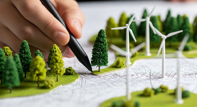 Planning Renewable Energy Project with Wind Turbines and Forest Landscape