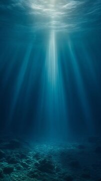 Deep Blue Underwater Scene with Sunlight Rays Generative AI