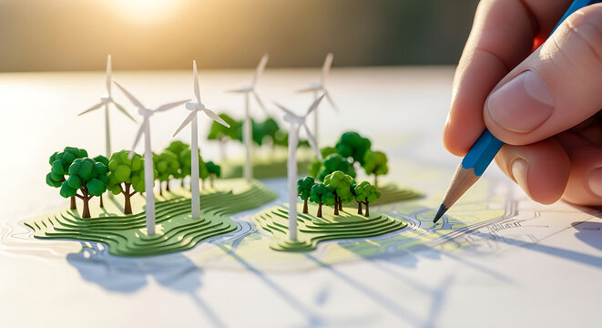 Wind Turbine Model Planning Green Energy Project with Pencil
