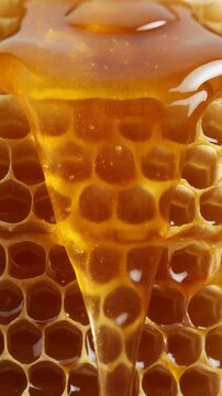 Golden Honey Flowing over Natural Honeycomb Generative AI