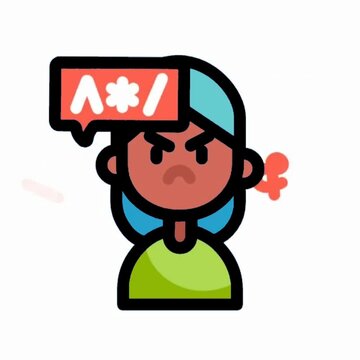 Angry Woman Swearing Icon, Cursing and Frustrated Female Avatar Illustration
