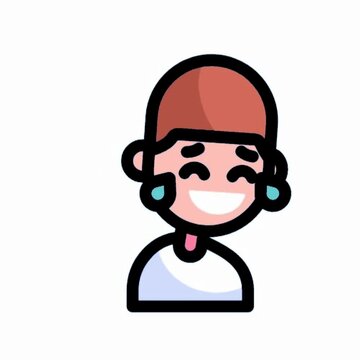 Laughing Man with Tears of Joy Icon, Happy Emotional Avatar Illustration