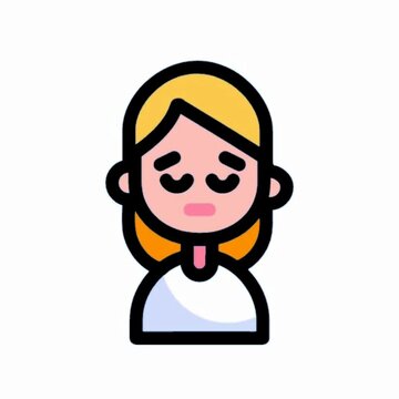 Sad Woman Avatar Icon, Upset Female Character Illustration