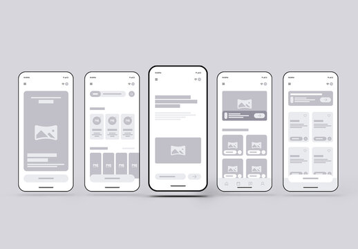 Modern Mobile App Wireframe UI Kit with Responsive User Interface Screens