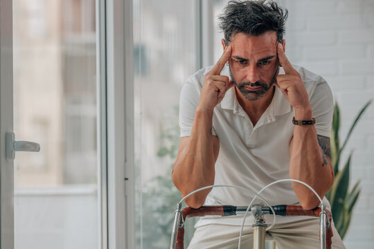 man making a decision, thoughtful and focused