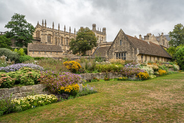 Fototapeta premium The historic stone buildings of Oxford University Christ Church, seen from the gardens, England