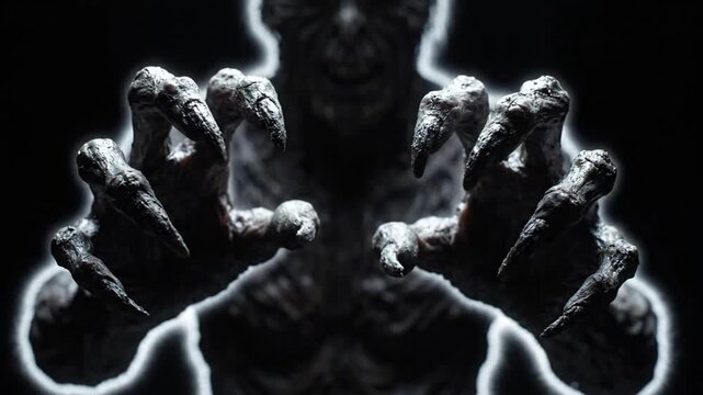 Scary Monster Reaching Out with Sharp Claws Dark Horror Concept