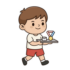 Cartoon Schoolboy Character Carrying Tray for Independence Day Competition