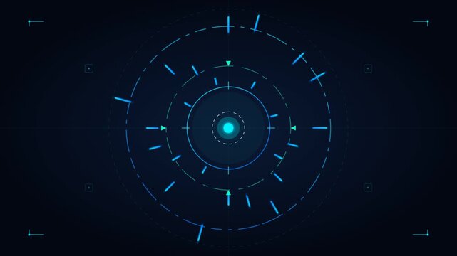 Futuristic blue HUD interface design with circular targeting elements and hi-tech user interface background display