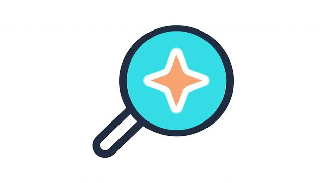 Animated magnifying glass icon with a glowing orange star inside for smart search concept