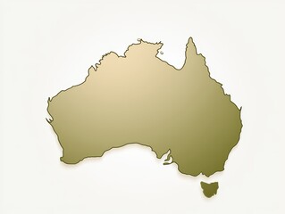 A goldcolored map of australia isolated on white background © Vooglo