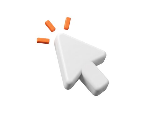 3D mouse cursor pointer icon with click effect computer interface internet technology isolated