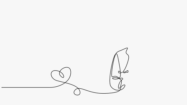 Continuous One Line Drawing Animation Of Female Doctor With Stethoscope Heart Healthcare Concept