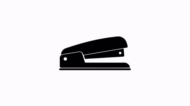Minimalist office stapler pressing motion loop animation video asset for document binding, corporate paperwork and school stationery commercial presentations. 