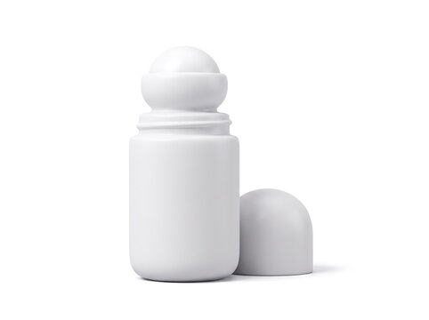 Blank white roll on deodorant container with roll on deodorant cosmetic packaging container
