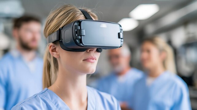 Medical Professional Using Virtual Reality Headset for Immersive Training and Education