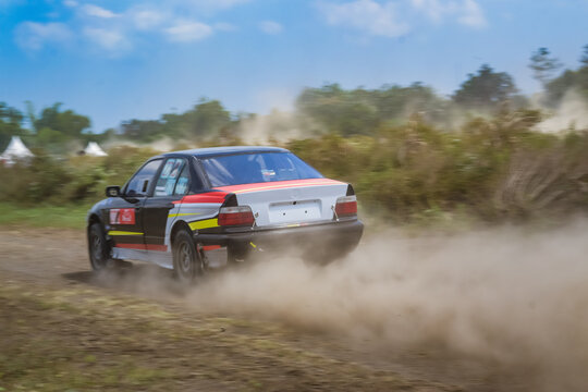  Yogyakarta Indonesia August 16 2025 BMW 320i E36 sedan driving fast on Merdeka Sprint Rally 2025 Event