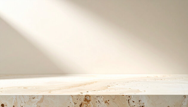 Luxury Warm Ivory Travertine Background with Copy Space Generative AI