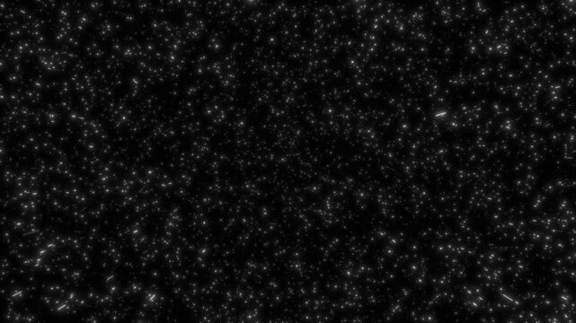 Space travel in star field flying light speed in the dark cosmic galaxy, zoom hyperspace jump through, Abstract background atmosphere night sky twinkling glow stars in universe. Cinematic animation.