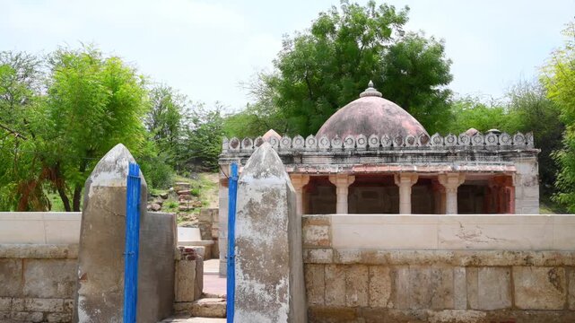 Historic Bhodesar Mosque in Nagarparkar, Tharparkar, Sindh, Pakistan &ndash; Ancient Islamic Architecture Surrounded by Nature &ndash; 4K Footage