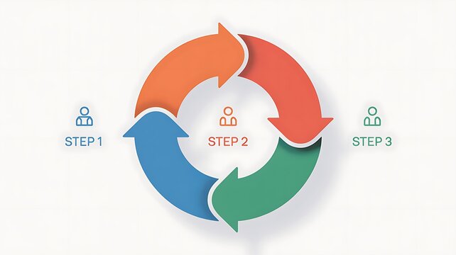 Circle diagram with three elements, cycle process or workflow with three steps 