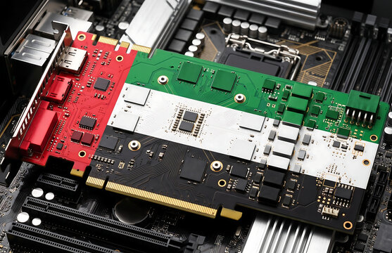 united arab emirates flag graphics card semi-conductor board.